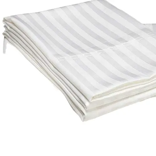 100% pamuk 250TC beyaz 1-2cm şerit yatak çarşafı kumaş otel için çarşaf şerit çarşaf