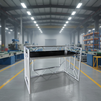 Stand de DJ portable en aluminium, comptoir de bar pliable pour utilisation sur scène, structure modulaire avec capacité de charge de 300 kg, noir et blanc