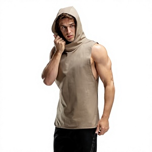 Camiseta sin Mangas con Capucha para Hombre, Color Sólido, Tejida, Talla Grande, Ropa Casual - Product Image 1