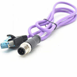 สายเคเบิลอีเธอร์เน็ต M12 รหัส D แบบ 4 ขา ตัวผู้ เชื่อมต่อกับสาย RJ45 สายเคเบิลเครือข่ายอุตสาหกรรมกันน้ำ IP67 - Product Image 1