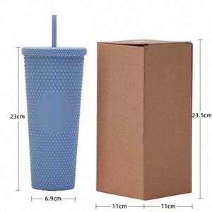 Juego de 3 Vasos Portátiles de Plástico de 300ml, 600ml y 1000ml, Vasos de Pared Simple con Tapas y Pajitas - Product Image 4