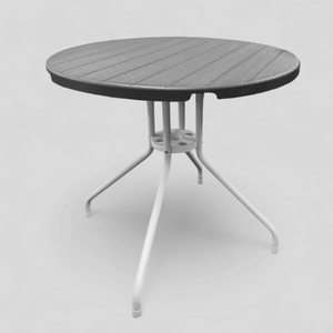 โต๊ะทรงกลม เส้นผ่านศูนย์กลาง 80 ซม. โลหะสีขาวและพลาสติกลายไม้สีแอนทราไซต์ - Product Image 1