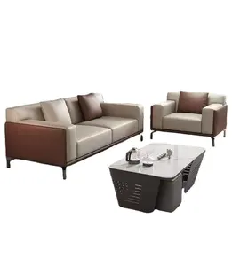 Hete Verkoop Top Groothandel Comfortabele Bank Kantoormeubilair Modern Voor Kantoor Lederen Sofa Set Meubels Kantoorbank