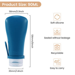 Juego de Botellas Dispensadoras de Viaje de Silicona Reutilizables a Prueba de Fugas para Champú y Loción, Accesorios de Viaje Ecológicos - Product Image 3