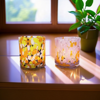 Pot à bougie cylindrique décoratif en verre imprimé sérigraphié motif léopard coloré, style luxe moderne, pour la maison, les mariages, l'extérieur et le jardin