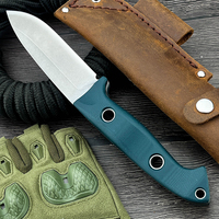 Couteau de survie et de sauvetage Buschcrafter à lame fixe D2 58-60HRC 23CM avec manche G10 léger et gaine, idéal pour la survie en milieu sauvage et l'EDC