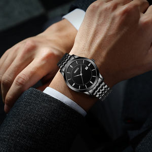 Para NIBOSI 2567, reloj de cuarzo de acero inoxidable dorado de lujo para hombre, diseño de negocios antiguo clásico Simple, cristal luminoso para la moda - Product Image 4