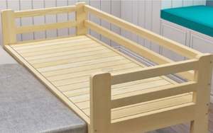 <span class=keywords><strong>Cama</strong></span> Infantil de Madera Maciza con Barandilla, Cuna Individual Económica, <span class=keywords><strong>Cama</strong></span> Grande Combinable para Bebés - Product Image 2