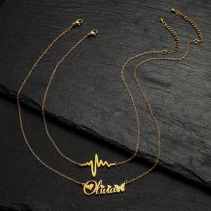 Personalized Jewelry Stainless Steel DIY <b>Custom</b> Letter Gold Plated <b>Name</b> <b>Necklace</b> for Women Couple Double Layers <b>Necklace</b> - Product Image 3