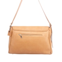 Sac à bandoulière classique en cuir véritable marron avec rabat et serrure en métal, sac à main fourre-tout bandoulière pour femme