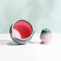 Ensemble d'outils de cérémonie du thé japonais en céramique, 2 pièces, style grenouille, bol à matcha et fouet, personnalisé, directement de l'usine