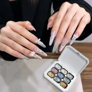 Vernis à ongles gel solide effet nacré 9 couleurs, réutilisable, style sirène, longue tenue, à retirer par trempage, compatible UV/LED - Product Image 4
