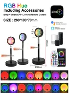 Projecteur LED USB contemporain avec projections arc-en-ciel et coucher de soleil rouge - Lampe de bureau pour chambre à coucher, fête, cadeau