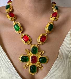 Kaimei 2025 Joyería de Moda al por Mayor, Collares de Aleación Baratos para Mujer, Collares de Metal con Diamantes de Estilo Barroco, Collares Largos Punk con Cruz - Product Image 4