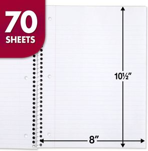 Custom Spiral Notebooks, 24 Pack, 1-Subject, Wide Ruled, 70 <b>Sheets</b>, 7.5" X 10.5", Assorted Colors for School or Office - Product Image 3