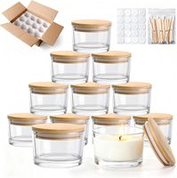 Bocaux en verre de 4 oz pour la fabrication de bougies, bocaux en verre épais transparent à large ouverture avec couvercles en bambou et kits de mèches, contenants à bougies vides