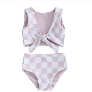 Verano playa vacaciones niña traje de baño 2 piezas conjunto de baño estilo Vintage cintura alta Bottoms - Product Image 5