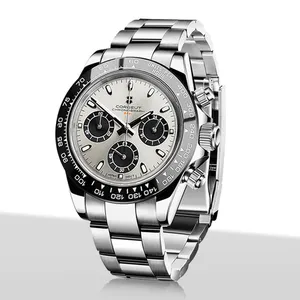 ساعة يد مضيئة Corgeut فاخرة من الفولاذ المقاوم للصدأ VK63 40 يوم tona للرجال مخصصة بشعار خاص ساعة معصم