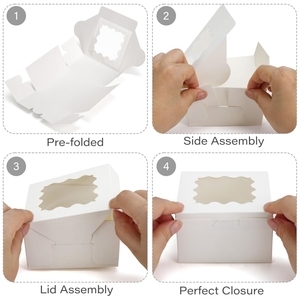 Boîtes à biscuits blanches avec fenêtre 4x4x2.5 pouces Boîtes de boulangerie avec autocollants pour biscuits Friandises Desserts Fraises enrobées de <span class=keywords><strong>chocolat</strong></span> - Product Image 5