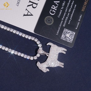 USA Warehouse GRA Certified Rhodium Plated Moissanite Hip Hop Iced Pendant 925 Sterling Silver Necklace VVS Moissanite Pendant - Product Image 2