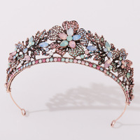 LUOXIN Diadème de mariage baroque vintage en cristal coloré couronne royale de reine gelée pierre de strass