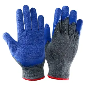 GR4018 All Purpose Double Color Natural Latex Coating Cotton Safety Work Hand Gloves