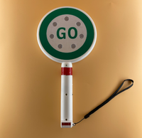 Panneau de signalisation de sécurité LED portable Wesure, matériau ABS, lumière réfléchissante, contrôle du trafic, signalisation de sécurité routière, 19x37x4cm, rouge, vert