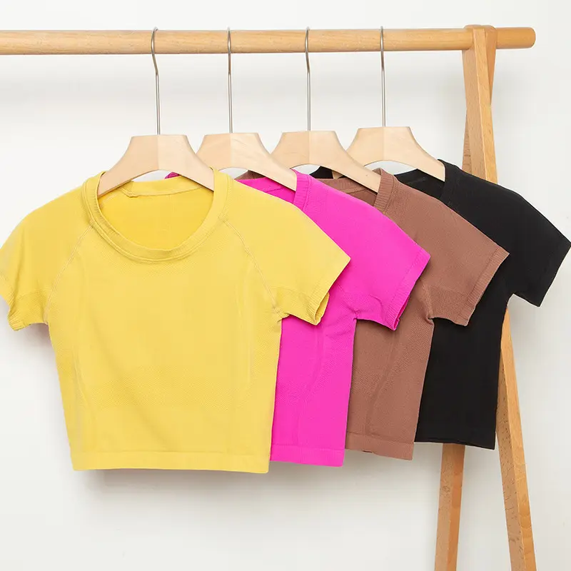Engel Paradijs Verkoper T-Shirt Vrouwen Blouses & Shirts Korte Mouw T-Shirt Effen Trainingspak Groothandel Bulk Crop Tops