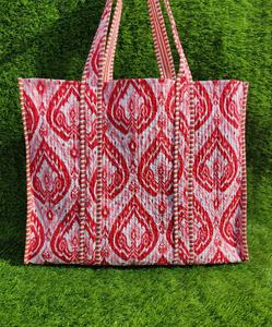 Bolso Reversible bohemio hecho a mano, ecológico, sostenible, grande, para compras, Multicolor, Floral, 100%, algodón, estampado a mano - Product Image 1