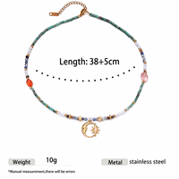 Collier en pierres naturelles pour femmes, plaqué or, acier inoxydable, pendentif soleil lune étoile, bijoux bohèmes célestes, vente en gros, cadeau
