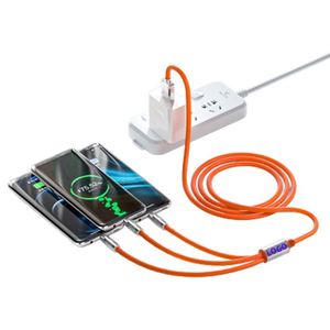 2026 Silicone 3 in 1 Data <b>Cable</b> Silicone Multiple Custom USB Zinc Alloy Soft Mobile <b>Charger</b> <b>Cable</b> for Sale - Product Image 1