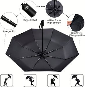 Paraguas de Bolsillo Vicloon con Varillas de Acero Inoxidable, Plegable, Compacto, Impermeable, Resistente al Viento, Cierre Automático, Mango Metálico, para Viajes y Uso en Pared - Product Image 3