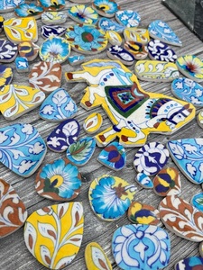 Cabujón de cerámica Floral pintado a mano, piedras preciosas sueltas, perfecto para hacer joyas, joyería occidental hecha a mano y regalos - Product Image 6