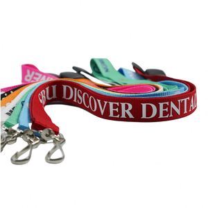 Bestom Custom Logo ID Lace <b>Polyester</b> Name Badge Card Holder Woven <b>Lanyards</b> Silk Screen Printing Hook Designer Factory Price - Product Image 1