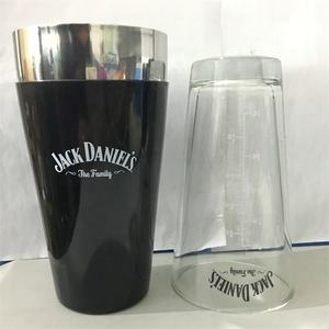 Barra de acero inoxidable de 800ml/28oz, mezclador negro de coctelera de vidrio con revestimiento de PVC, vinilo, goma suave, negro, con logotipo personalizado - Product Image 3