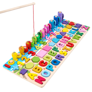 Jeu de pêche magnétique en bois six-en-un UBM avec alphabet, chiffres, perles et anneaux – Jouet d'apprentissage précoce des mathématiques pour <span class=keywords><strong>les</strong></span> 3-6 ans - Product Image 2
