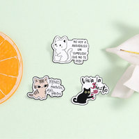 Lot de 3 épingles en émail avec slogan espagnol, chat mignon, citation amusante, broche chaton pour décoration de sac à dos