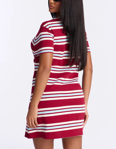 <span class=keywords><strong>Abbigliamento</strong></span> Femminile di Alta Qualità OEM ODM con Logo Personalizzato, Vestito Mini a Righe Rosso e Bianco in Jersey di Cotone all'Ingrosso - Product Image 2
