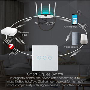LangYeao nuovo telaio in alluminio vetro spazzolato UK EU 1/<span class=keywords><strong>2</strong></span>/<span class=keywords><strong>3</strong></span> banda relè di tenuta magnetica ZigBee Smart interruttore a parete non neutro senza condensatore - Product Image 5