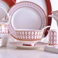 Vente flash - Services de table en porcelaine de luxe chinoise - Design classique oriental - Compatible lave-vaisselle et micro-ondes