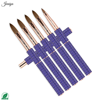 Pinceaux en acrylique Kolinsky de qualité professionnelle avec manche en strass bleus OEM&ODM, outils professionnels pour l'art des ongles pour l'application de gel de construction