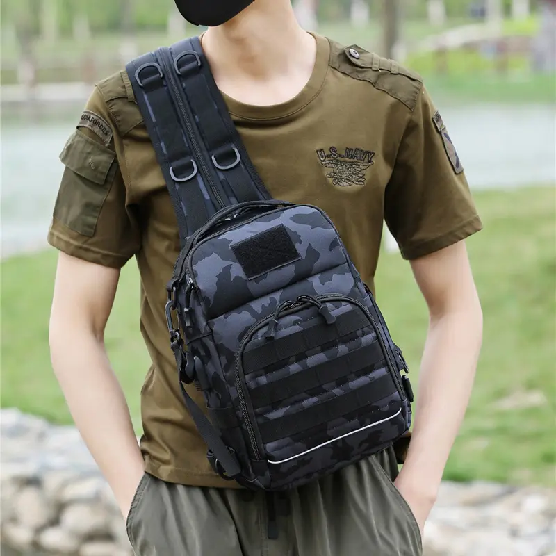 2022 new men's chest bag outdoor camouflage large-capacity USB backpack multi-functional off-road fishing tactical shoulder bag