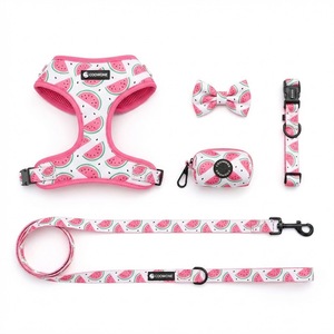 लक्जरी डिजाइनर पैटर्न वाले नियोप्रोन पालतू कुत्ते कॉलर और लीश सेट कस्टम लोगो समायोज्य कोई पुल डॉग हार्नेस - Product Image 3