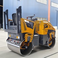 Machines de construction de routes Rouleau compresseur à double tambour Mini compacteur vibrant d'asphalte pour moteur diesel de 1.5 tonnes à vendre