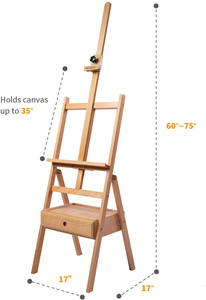 Cavalletto regolabile con telaio a H MEEDEN <span class=keywords><strong>Studio</strong></span> con cassetto portaoggetti in legno massello di faggio per artisti - Product Image 2