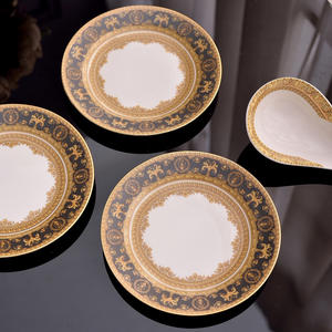 Service de table de luxe Palace, style moderne, incrustations dorées, porcelaine osseuse européenne, 58 pièces, coffret cadeau, vente en gros, fête, tendance - Product Image 5