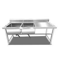 Diskon besar stainless steel mangkuk ganda wastafel dapur merakit meja wastafel