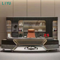 Bureau de direction en forme de L de haute qualité Liyu Furniture, style classique traditionnel en bois, pour PDG, directeur ou patron.
