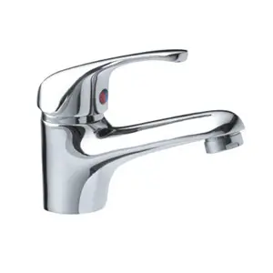 Grifo cromado para lavabo de baño, mezclador de agua fría y caliente de un solo mango con grifo de wate, encimera superior