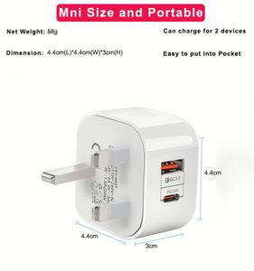 PD ที่ชาร์จสำหรับเดินทาง USB C 20W อะแดปเตอร์ที่ชาร์จแบบเร็วสำหรับ iPhone 13 14 15 16 17 PRO MAX UK 40W พร้อมระบบป้องกัน OTP และ OVP - Product Image 3